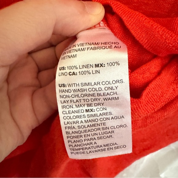 Chico's 100% Linen Red Tie-Front Short Sleeve T-Shirt Size M - Picture 5 of 6